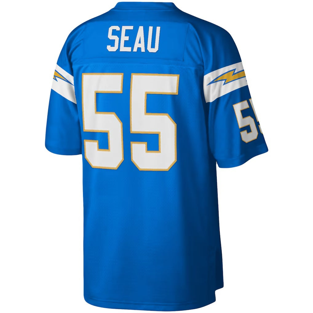 Silnrao LA.Chargers #55 Junior Seau Mitchell & Ness Powder Blue Legacy Replica Stitched Jerseys