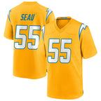 Silnrao LA.Chargers #55 Junior Seau Player Gold Home Game Stitched Jerseys