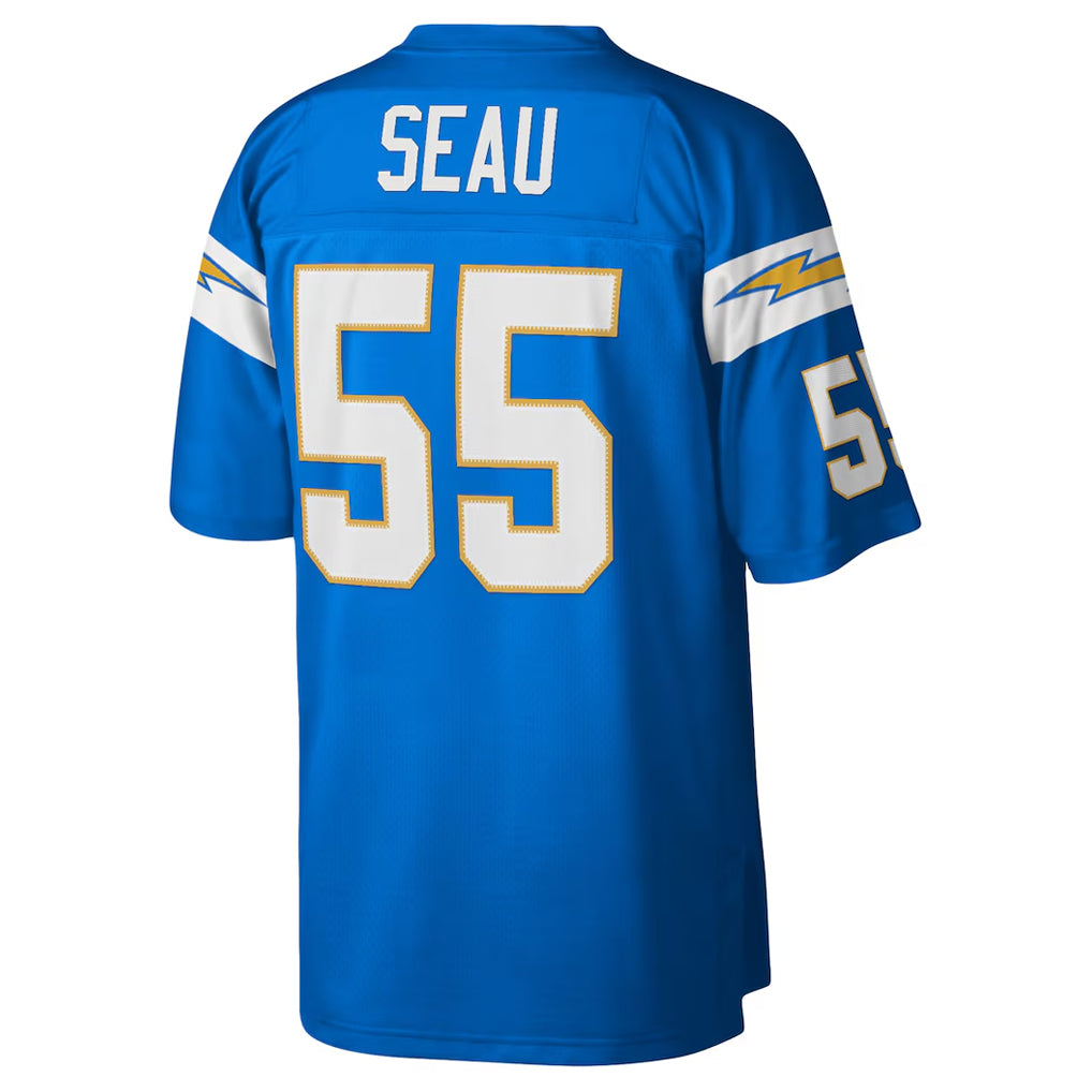 Silnrao LA.Chargers #55 Junior Seau Player Mitchell & Ness Powder Blue Legacy Replica Stitched Jerseys