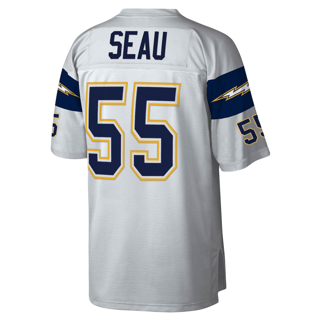 Silnrao LA.Chargers #55 Junior Seau Player Mitchell & Ness White Legacy Replica Stitched Jerseys