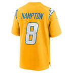 Silnrao LA.Chargers #8 Omarion Hampton Gold Alternate Charger Power Game Player Stitched Jerseys