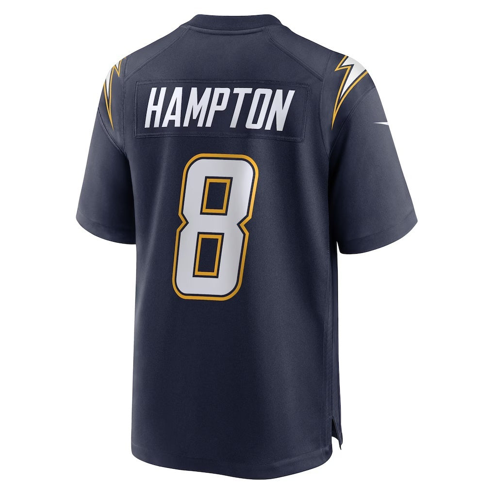 Silnrao LA.Chargers #8 Omarion Hampton Navy Alternate Super Chargers Game Player Stitched Jerseys