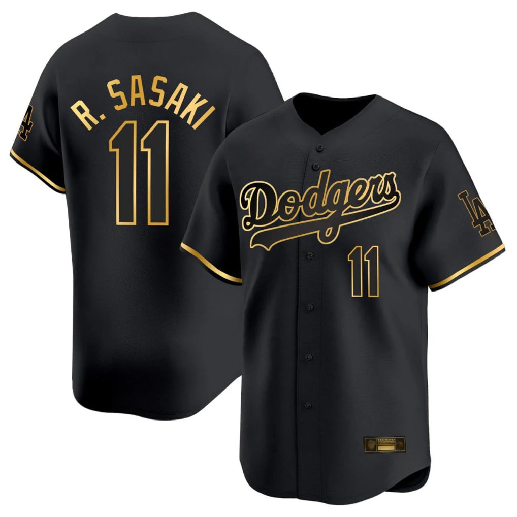 Silnrao LA.Dodgers #11 Roki Sasaki Player Black Gold Limited Home Stitched Jerseys