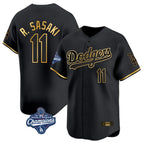Silnrao LA.Dodgers #11 Roki Sasaki Player Black Gold World Series Meet Limited Home Stitched Jerseys