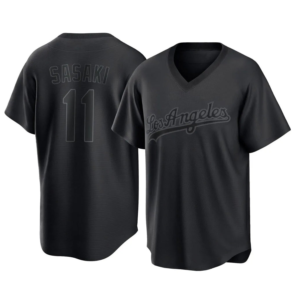 Silnrao LA.Dodgers #11 Roki Sasaki Player Black Pitch Fashion T-shirt Stitched Jerseys