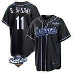 Silnrao LA.Dodgers #11 Roki Sasaki Player Black World Series Carbon Limited Home Stitched Jerseys