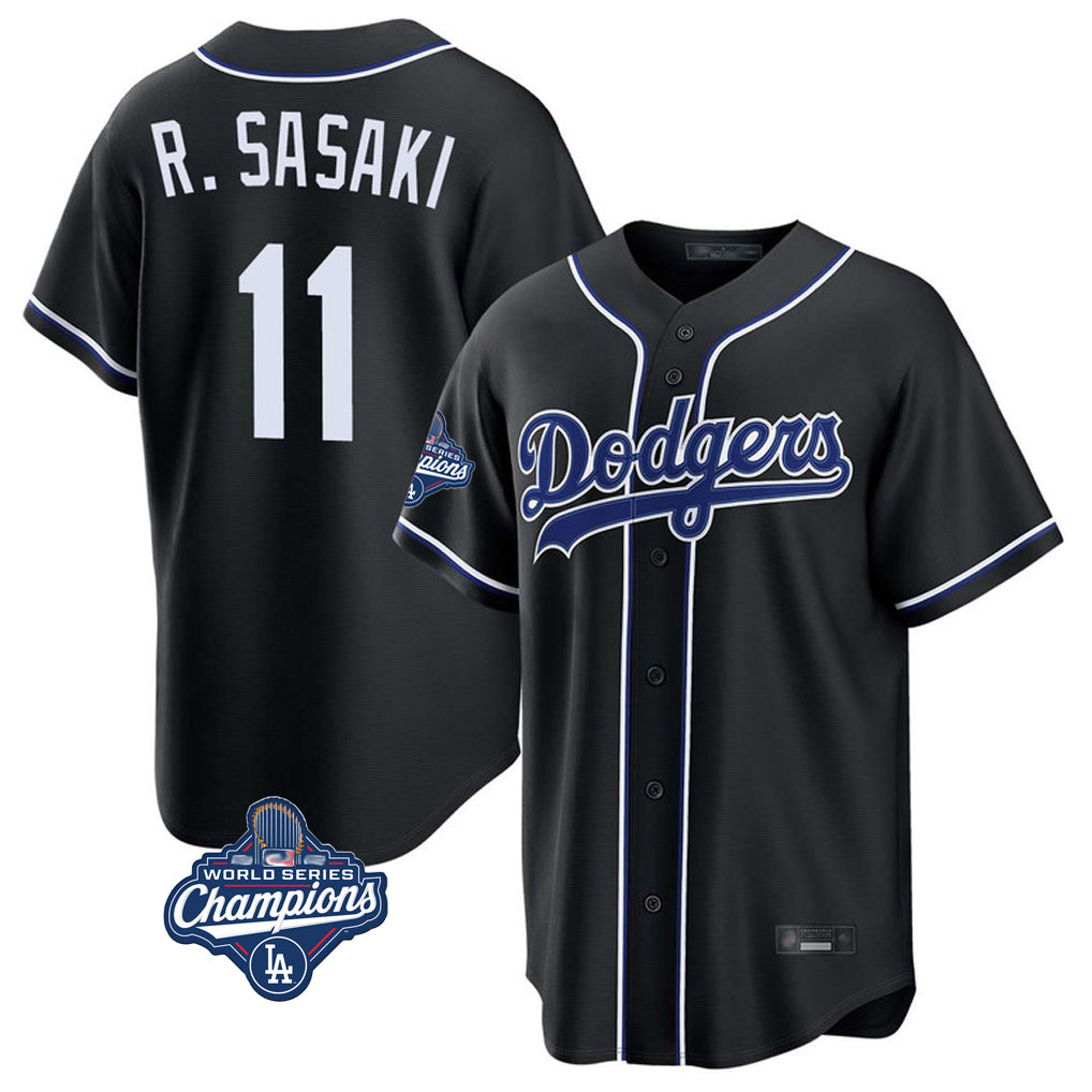 Silnrao LA.Dodgers #11 Roki Sasaki Player Black World Series Meet Carbon Limited Home Stitched Jerseys