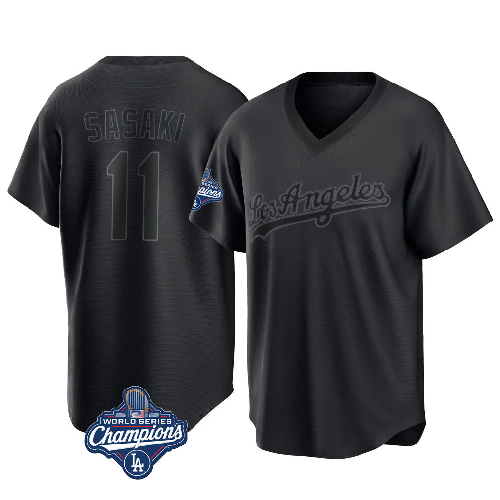 Silnrao LA.Dodgers #11 Roki Sasaki Player Black World Series Meet Pitch Fashion T-shirt Stitched Jerseys