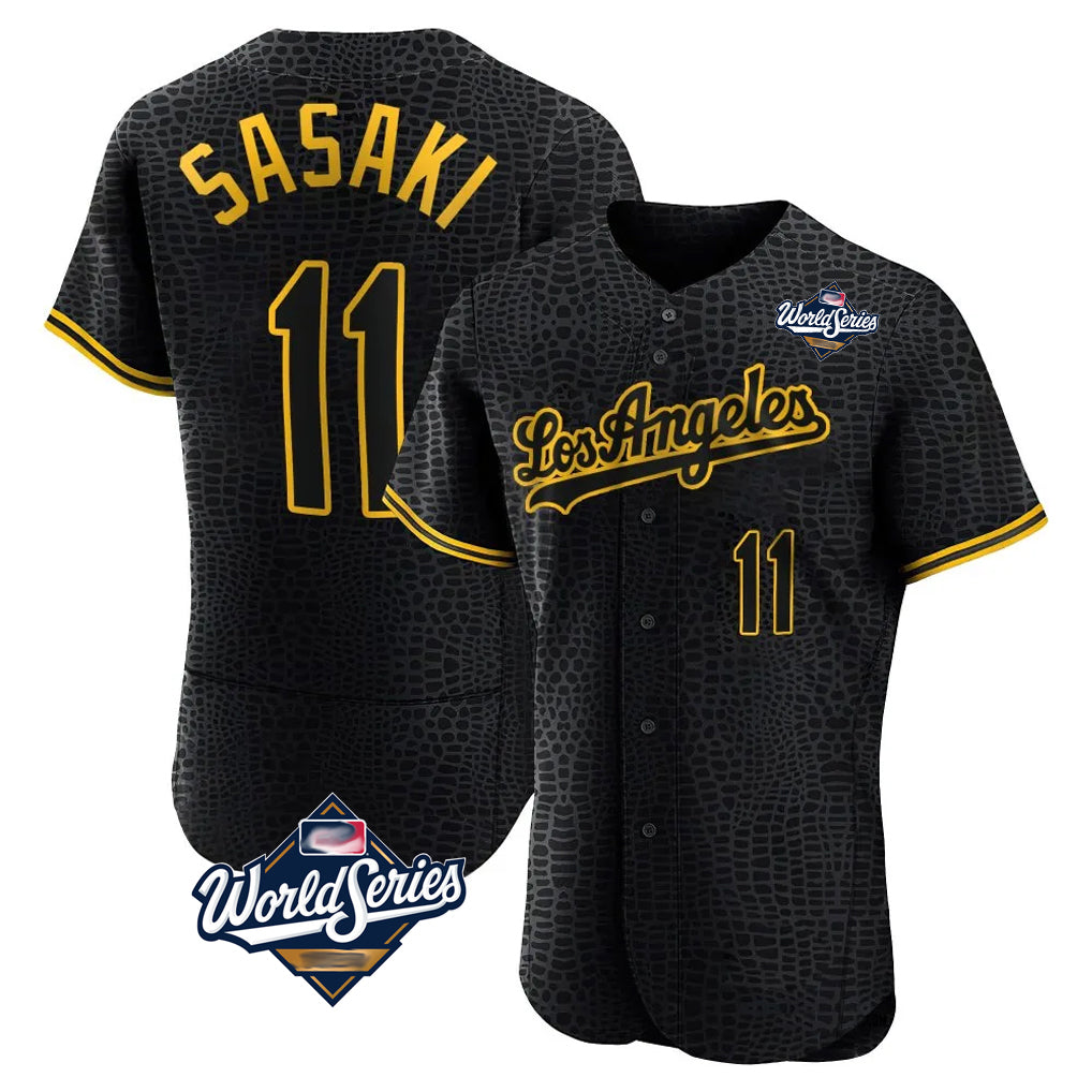 Silnrao LA.Dodgers #11 Roki Sasaki Player Black World Series Snake Skin City Limited Elite Home Stitched Jerseys