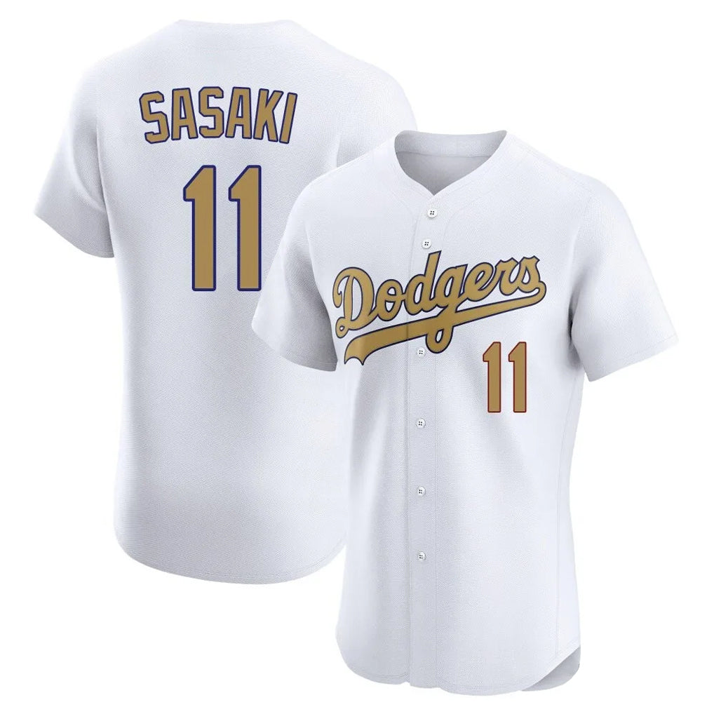 Silnrao LA.Dodgers #11 Roki Sasaki Player Gold Limited Elite Home Stitched Jerseys