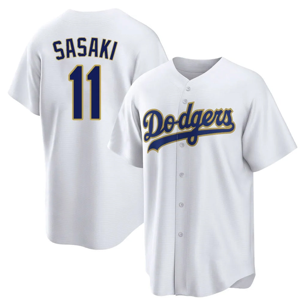 Silnrao LA.Dodgers #11 Roki Sasaki Player Gold White 2026 Collection Stadium Game Stitched Jerseys