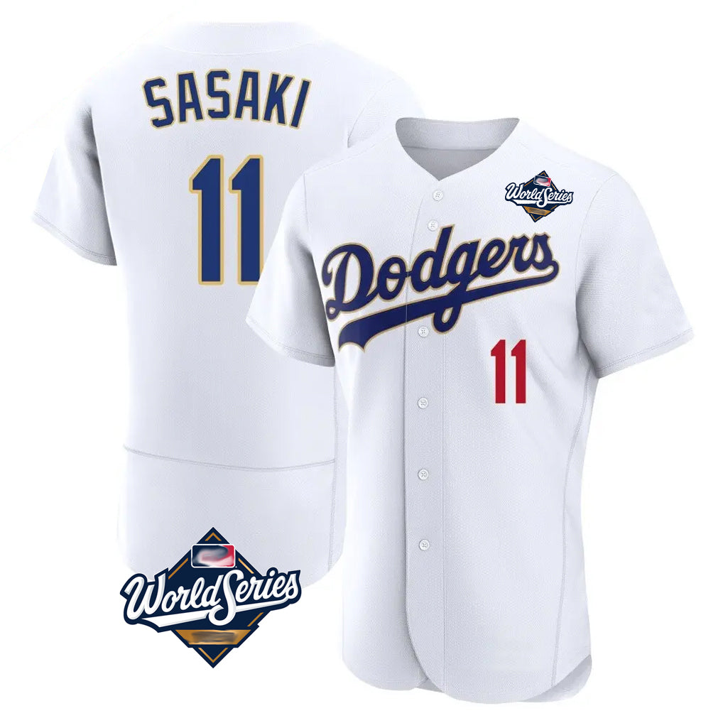 Silnrao LA.Dodgers #11 Roki Sasaki Player Gold White World Series 2026 Collection Stadium Limited Elite Stitched Jerseys
