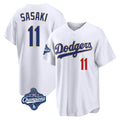 Silnrao LA.Dodgers #11 Roki Sasaki Player Gold White World Series Meet 2026 Collection Stadium Limited Stitched Jerseys