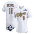 Silnrao LA.Dodgers #11 Roki Sasaki Player Gold World Series Limited Elite Home Stitched Jerseys