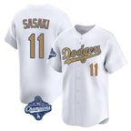 Silnrao LA.Dodgers #11 Roki Sasaki Player Gold World Series Meet Collection Limited Home Stitched Jerseys