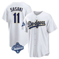 Silnrao LA.Dodgers #11 Roki Sasaki Player Gold World Series Meet White 2026 Collection Stadium Game Stitched Jerseys