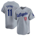 Silnrao LA.Dodgers #11 Roki Sasaki Player Gray Limited Home Stitched Jerseys
