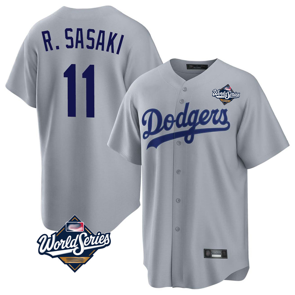 Silnrao LA.Dodgers #11 Roki Sasaki Player Gray World Series Game Stitched Jerseys