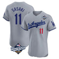 Silnrao LA.Dodgers #11 Roki Sasaki Player Gray World Series Limited Elite Home Stitched Jerseys