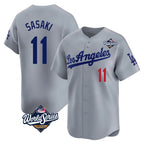 Silnrao LA.Dodgers #11 Roki Sasaki Player Gray World Series Limited Home Stitched Jerseys