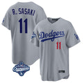 Silnrao LA.Dodgers #11 Roki Sasaki Player Gray World Series Meet Game Home Stitched Jerseys