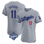 Silnrao LA.Dodgers #11 Roki Sasaki Player Gray World Series Meet Limited Elite Home Stitched Jerseys