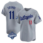 Silnrao LA.Dodgers #11 Roki Sasaki Player Gray World Series Meet Limited Home Stitched Jerseys