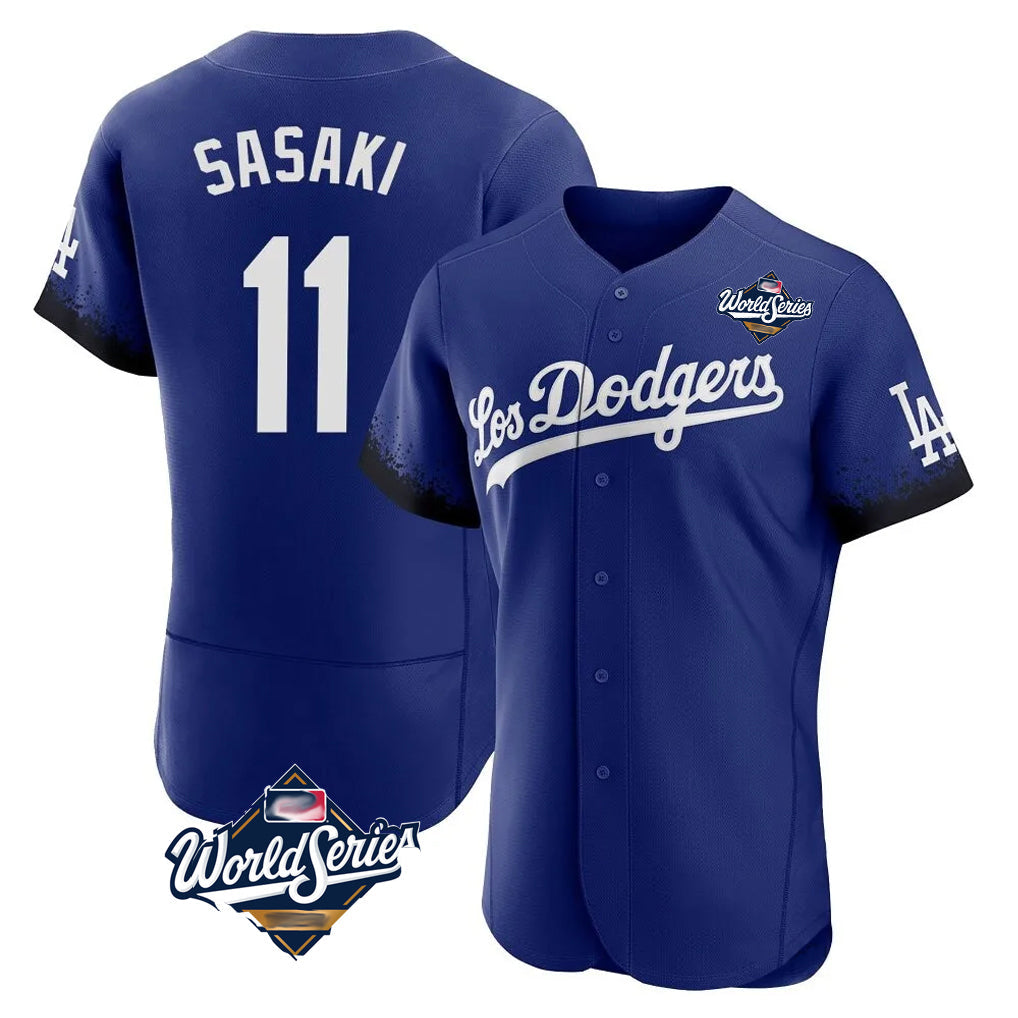 Silnrao LA.Dodgers #11 Roki Sasaki Player Royal World Series City Connect Elite Home Stitched Jerseys