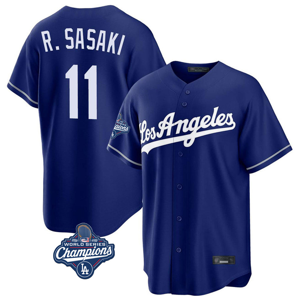 Silnrao LA.Dodgers #11 Roki Sasaki Player Royal World Series Meet Game Stitched Jerseys