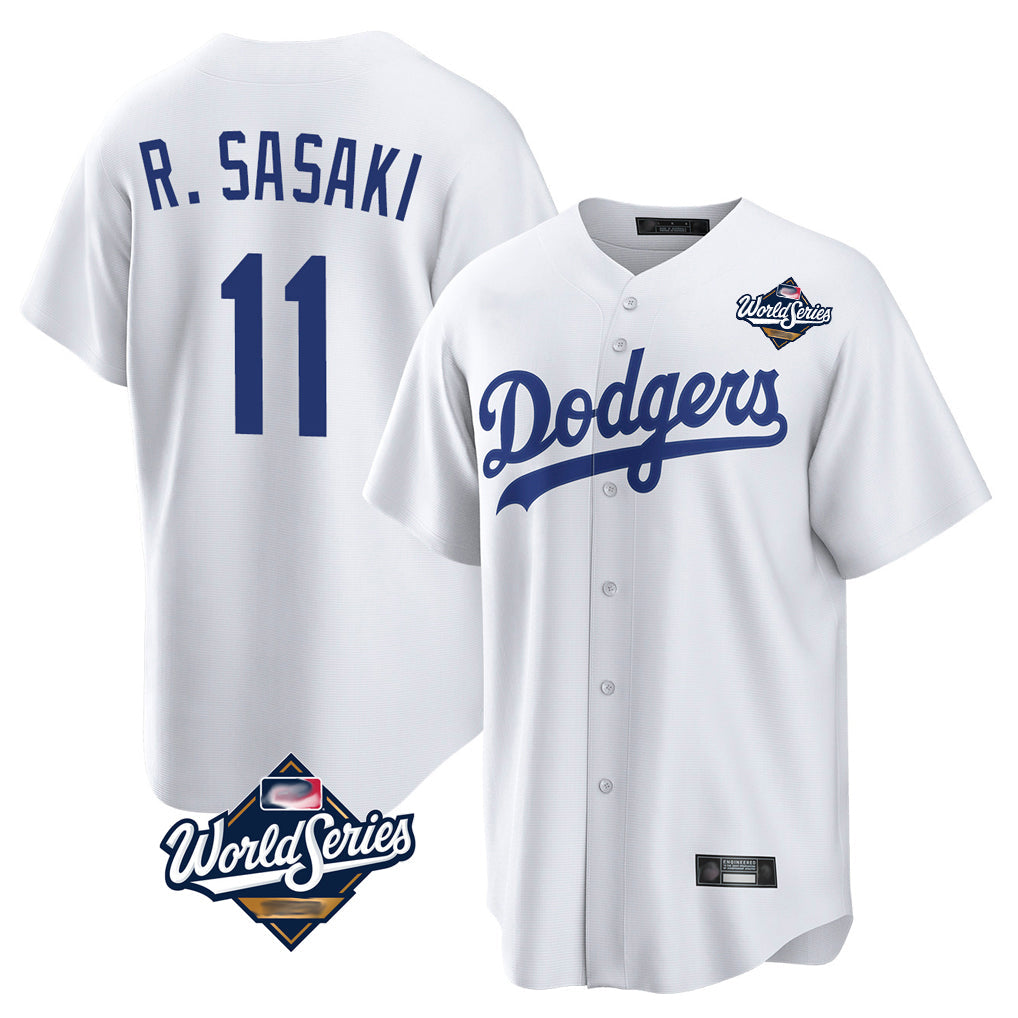 Silnrao LA.Dodgers #11 Roki Sasaki Player White World Series Game Home Stitched Jerseys