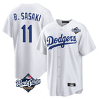 Silnrao LA.Dodgers #11 Roki Sasaki Player White World Series Game Home Stitched Jerseys