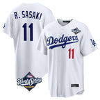 Silnrao LA.Dodgers #11 Roki Sasaki Player White World Series Home Game Stitched Jerseys
