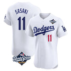 Silnrao LA.Dodgers #11 Roki Sasaki Player White World Series Limited Elite Home Stitched Jerseys