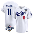 Silnrao LA.Dodgers #11 Roki Sasaki Player White World Series Limited Home Stitched Jerseys