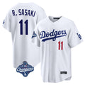 Silnrao LA.Dodgers #11 Roki Sasaki Player White World Series Meet Home Game Stitched Jerseys