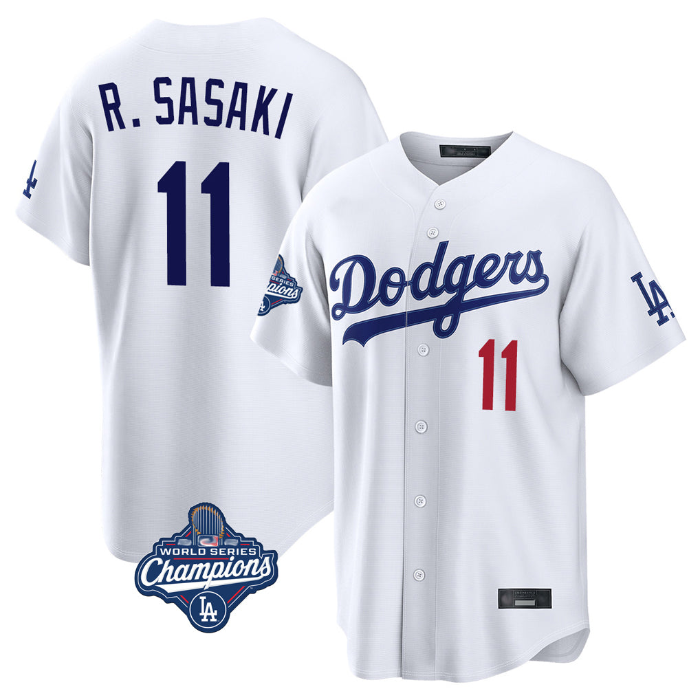 Silnrao LA.Dodgers #11 Roki Sasaki Player White World Series Meet Home Game Stitched Jerseys