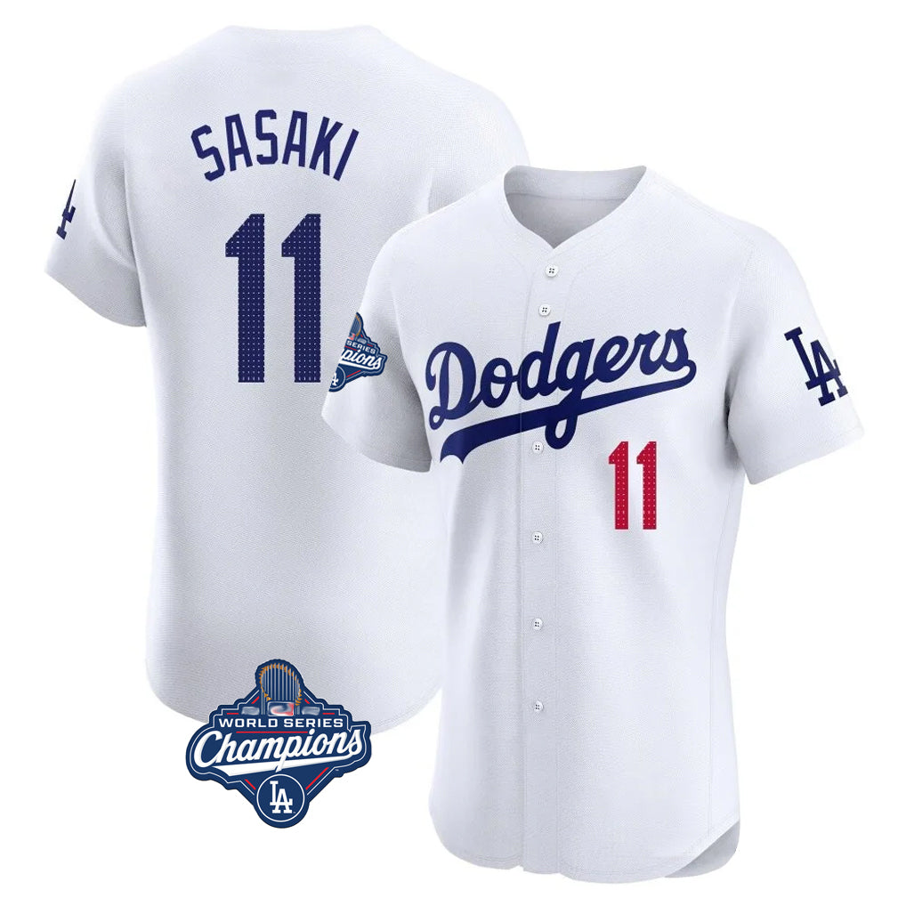 Silnrao LA.Dodgers #11 Roki Sasaki Player White World Series Meet Limited Elite Home Stitched Jerseys