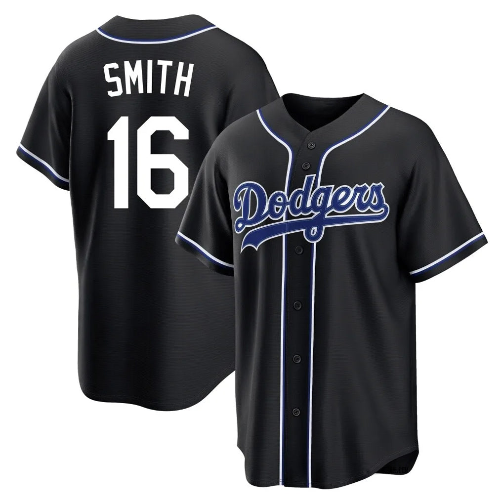 Silnrao LA.Dodgers #16 Will Smith Player Black Carbon Limited Home Stitched Jerseys