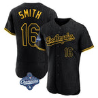Silnrao LA.Dodgers #16 Will Smith Player Black World Series Meet Snake Skin City Limited Elite Home Stitched Jerseys