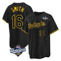 Silnrao LA.Dodgers #16 Will Smith Player Black World Series Snake Skin City Game Home Stitched Jerseys