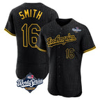 Silnrao LA.Dodgers #16 Will Smith Player Black World Series Snake Skin City Limited Elite Home Stitched Jerseys