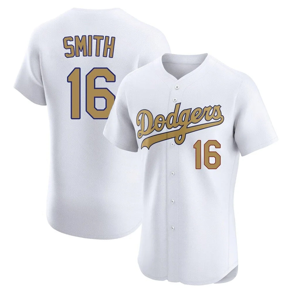 Silnrao LA.Dodgers #16 Will Smith Player Gold Limited Elite Home Stitched Jerseys