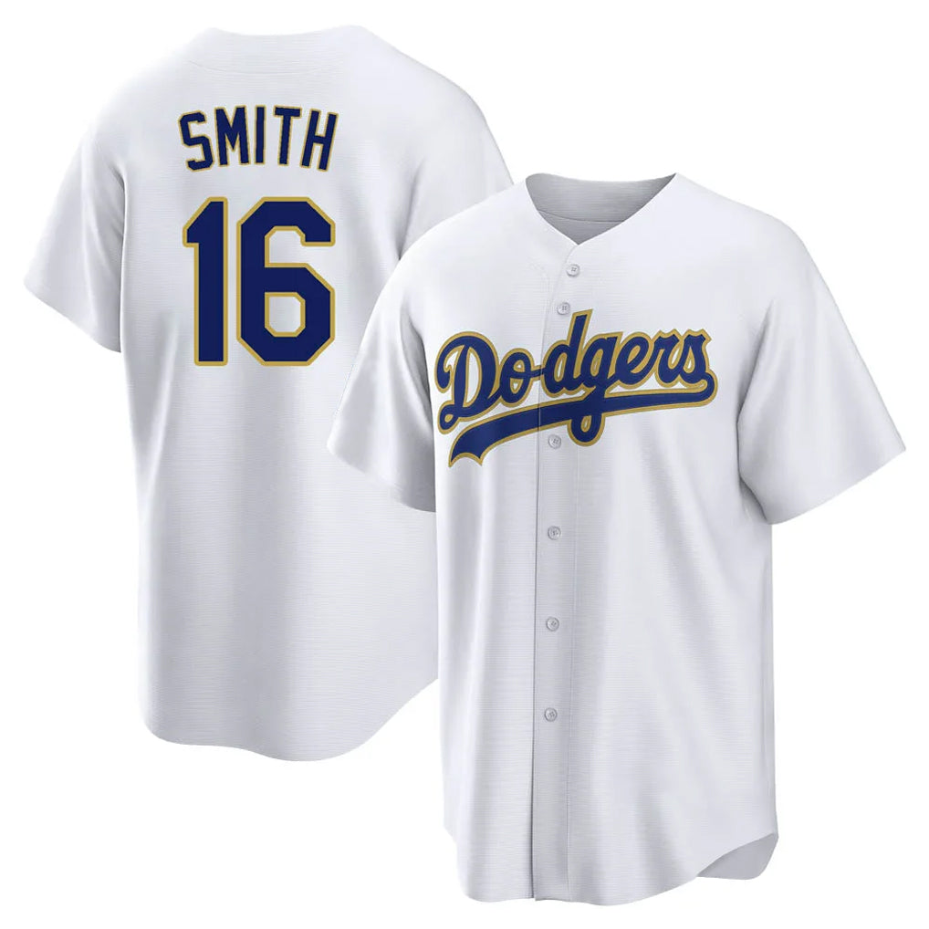 Silnrao LA.Dodgers #16 Will Smith Player Gold White 2026 Collection Stadium Game Stitched Jerseys