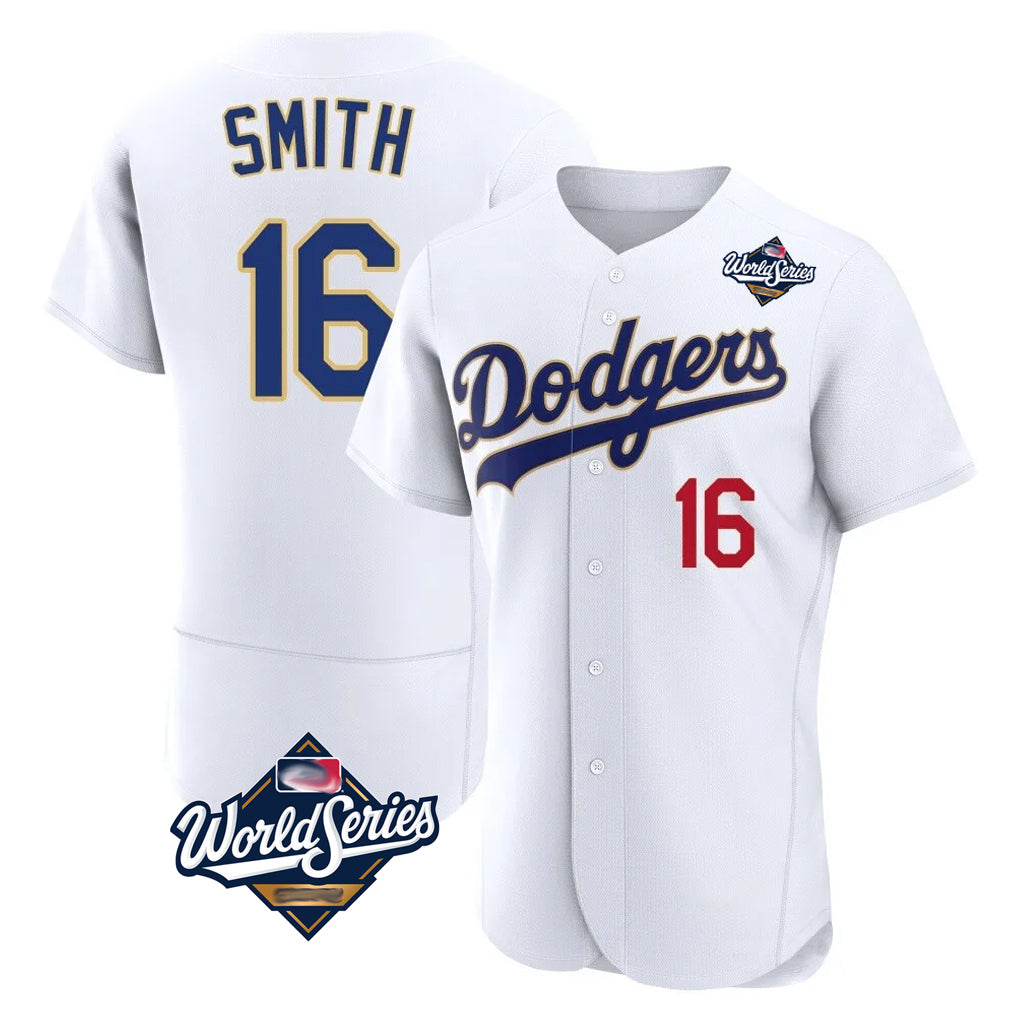 Silnrao LA.Dodgers #16 Will Smith Player Gold White World Series 2026 Collection Stadium Limited Elite Stitched Jerseys