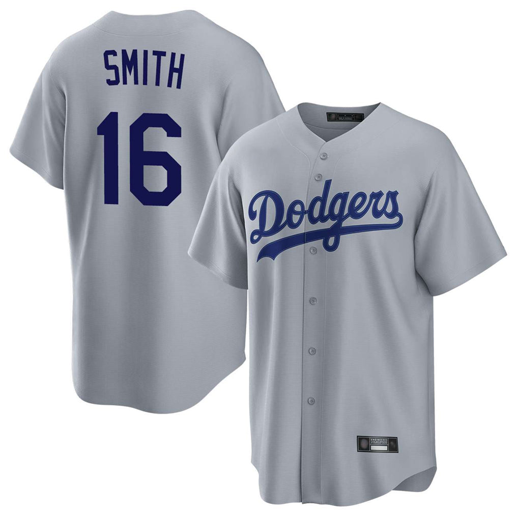 Silnrao LA.Dodgers #16 Will Smith Player Gray Game Stitched Jerseys