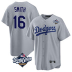 Silnrao LA.Dodgers #16 Will Smith Player Gray World Series Game Stitched Jerseys