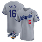Silnrao LA.Dodgers #16 Will Smith Player Gray World Series Limited Elite Home Stitched Jerseys