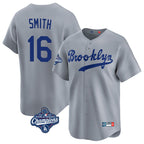 Silnrao LA.Dodgers #16 Will Smith Player Gray World Series Meet Game Limited Home Stitched Jerseys