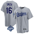 Silnrao LA.Dodgers #16 Will Smith Player Gray World Series Meet Game Stitched Jerseys