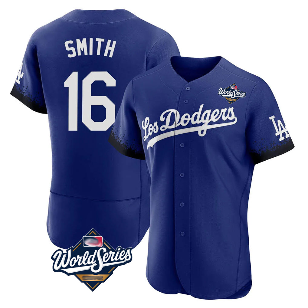 Silnrao LA.Dodgers #16 Will Smith Player Royal World Series City Connect Elite Home Stitched Jerseys
